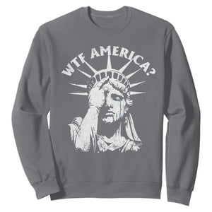 Funny Statue Of Liberty WTF America Sweatshirt TS11 Charcoal Print Your Wear
