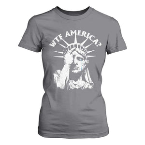 Funny Statue Of Liberty WTF America T Shirt For Women TS11 Charcoal Print Your Wear