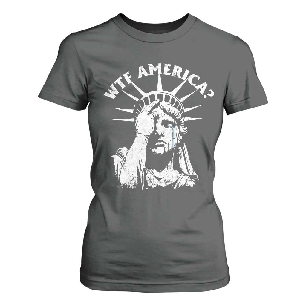 Funny Statue Of Liberty WTF America T Shirt For Women TS11 Dark Heather Print Your Wear