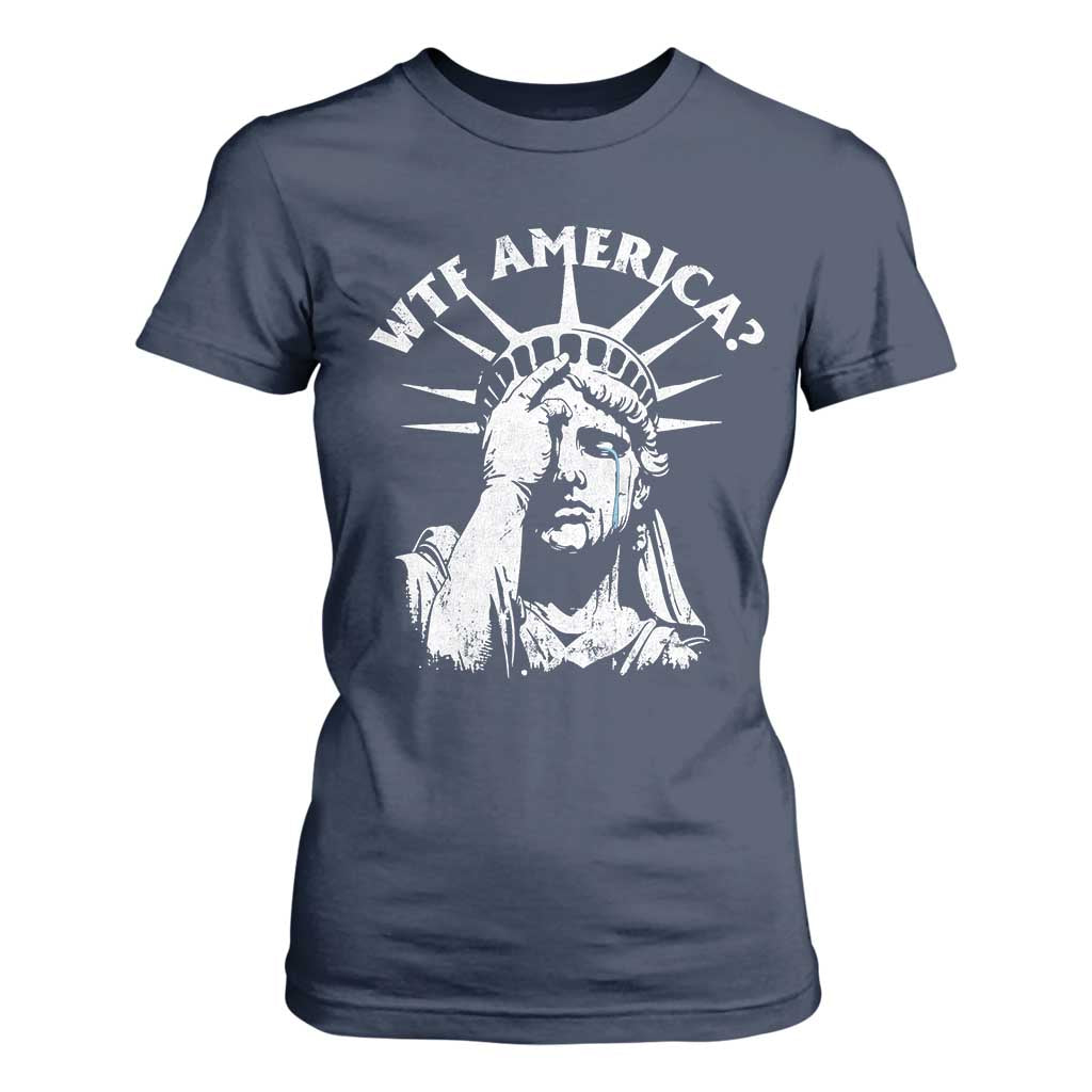 Funny Statue Of Liberty WTF America T Shirt For Women TS11 Navy Print Your Wear
