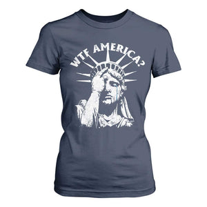 Funny Statue Of Liberty WTF America T Shirt For Women TS11 Navy Print Your Wear