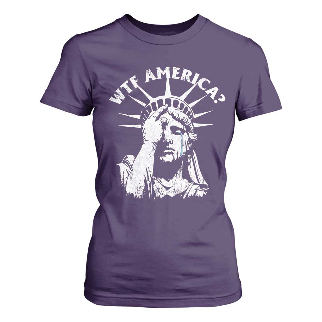 Funny Statue Of Liberty WTF America T Shirt For Women TS11 Purple Print Your Wear