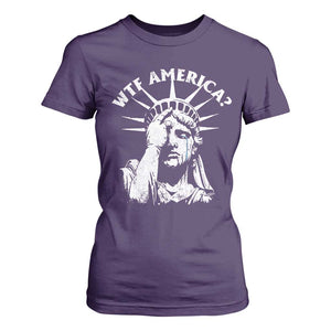 Funny Statue Of Liberty WTF America T Shirt For Women TS11 Purple Print Your Wear