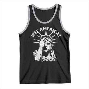 Funny Statue Of Liberty WTF America Tank Top TS11 Black Athletic Heather Print Your Wear