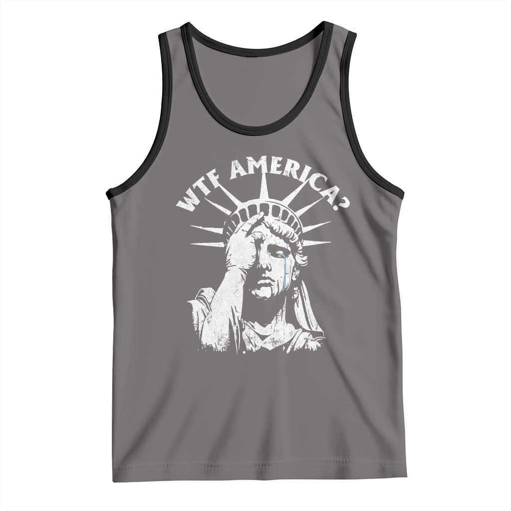 Funny Statue Of Liberty WTF America Tank Top TS11 Deep Heather Black Print Your Wear