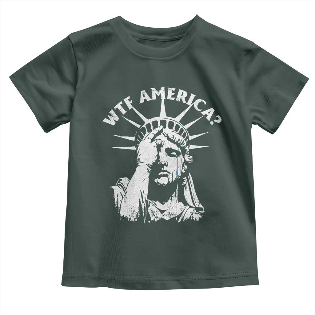 Funny Statue Of Liberty WTF America Toddler T Shirt TS11 Dark Forest Green Print Your Wear