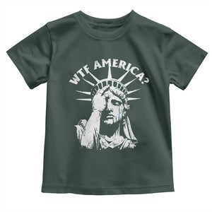 Funny Statue Of Liberty WTF America Toddler T Shirt TS11 Dark Forest Green Print Your Wear