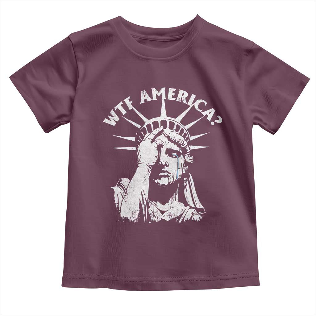 Funny Statue Of Liberty WTF America Toddler T Shirt TS11 Maroon Print Your Wear
