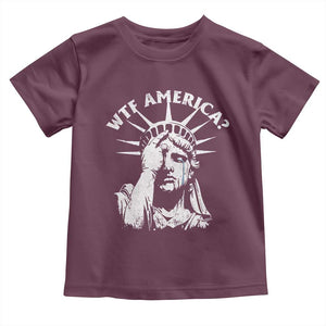 Funny Statue Of Liberty WTF America Toddler T Shirt TS11 Maroon Print Your Wear