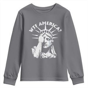 Funny Statue Of Liberty WTF America Youth Sweatshirt TS11 Charcoal Print Your Wear