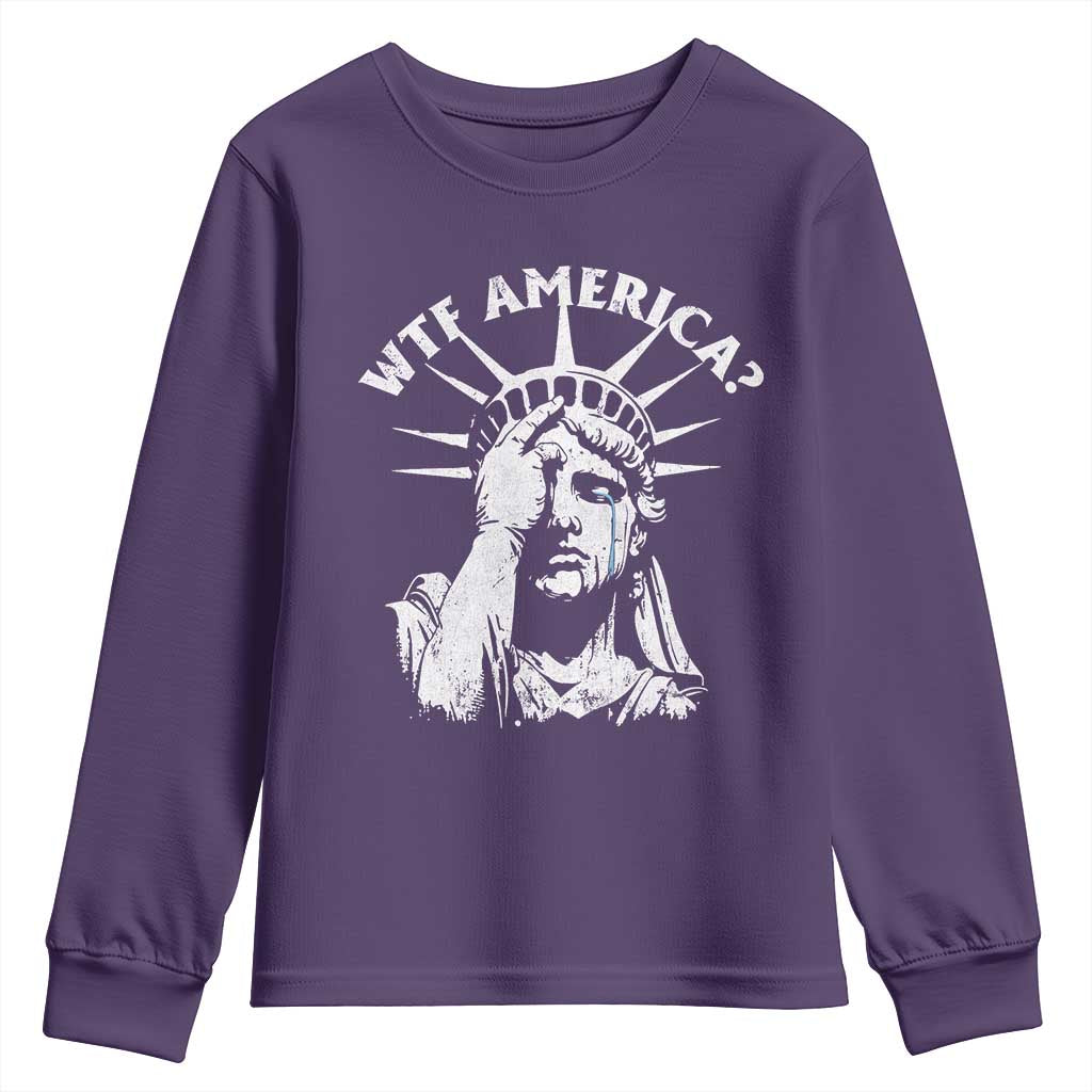 Funny Statue Of Liberty WTF America Youth Sweatshirt TS11 Purple Print Your Wear