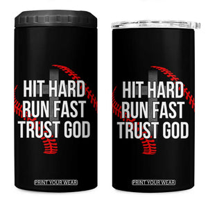 Hit Hard Run Fast Trust God Christian Baseball 4 in 1 Can Cooler Tumbler TS11 One Size: 16 oz Black Print Your Wear