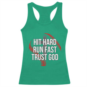 Hit Hard Run Fast Trust God Christian Baseball Racerback Tank Top TS11 Irish Green Print Your Wear