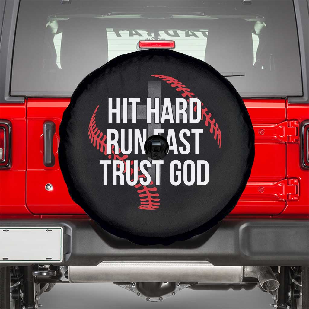Hit Hard Run Fast Trust God Christian Baseball Spare Tire Cover TS11 Black Print Your Wear