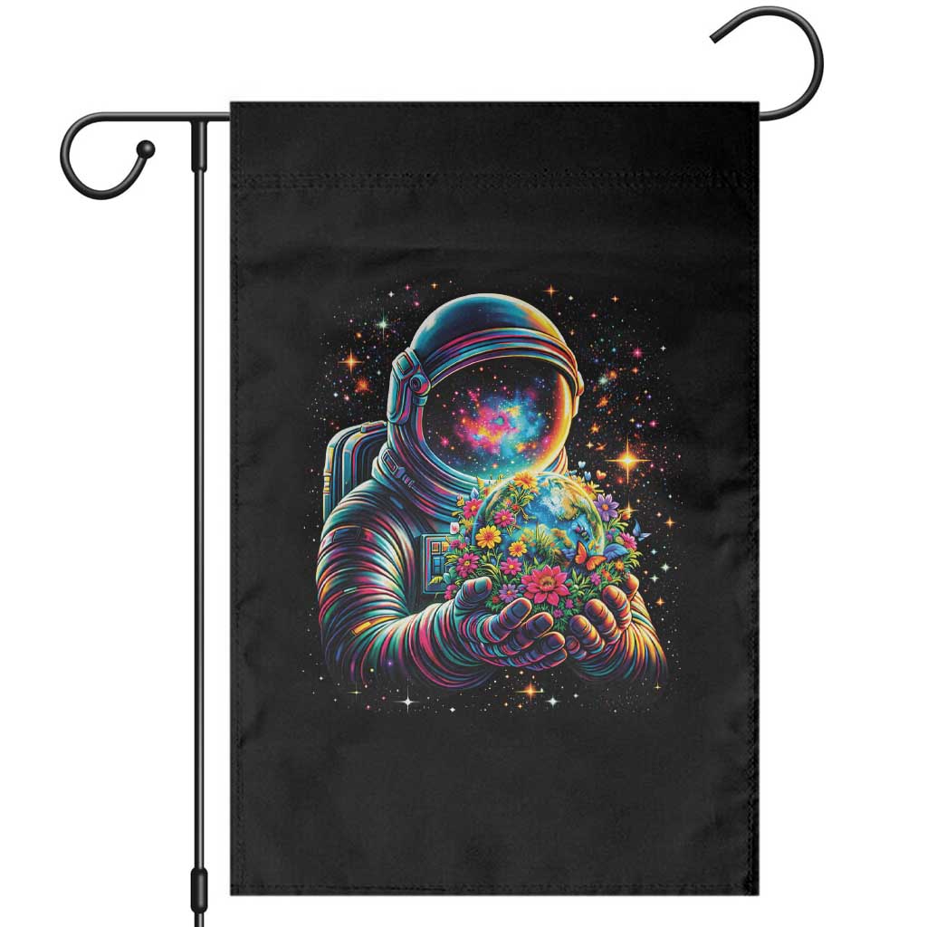 Astronaut Earth Flowers Spaceman Planet Galaxy Universe Garden Flag TS11 Black Print Your Wear