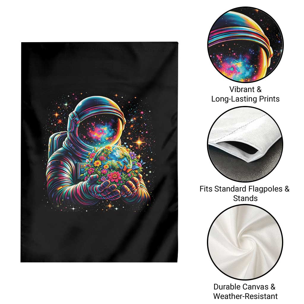 Astronaut Earth Flowers Spaceman Planet Galaxy Universe Garden Flag TS11 Print Your Wear