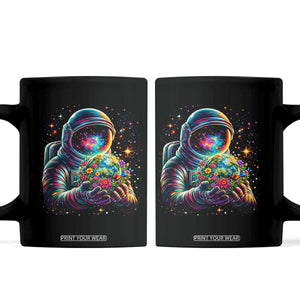 Astronaut Earth Flowers Spaceman Planet Galaxy Universe Coffee Mug TS11 Black Print Your Wear