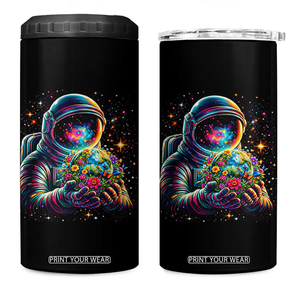Astronaut Earth Flowers Spaceman Planet Galaxy Universe 4 in 1 Can Cooler Tumbler TS11 One Size: 16 oz Black Print Your Wear