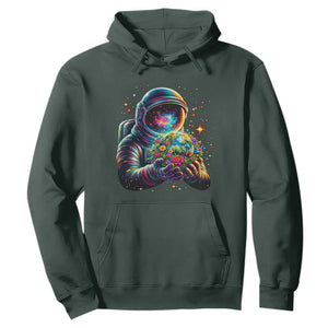 Astronaut Earth Flowers Spaceman Planet Galaxy Universe Hoodie TS11 Dark Forest Green Print Your Wear