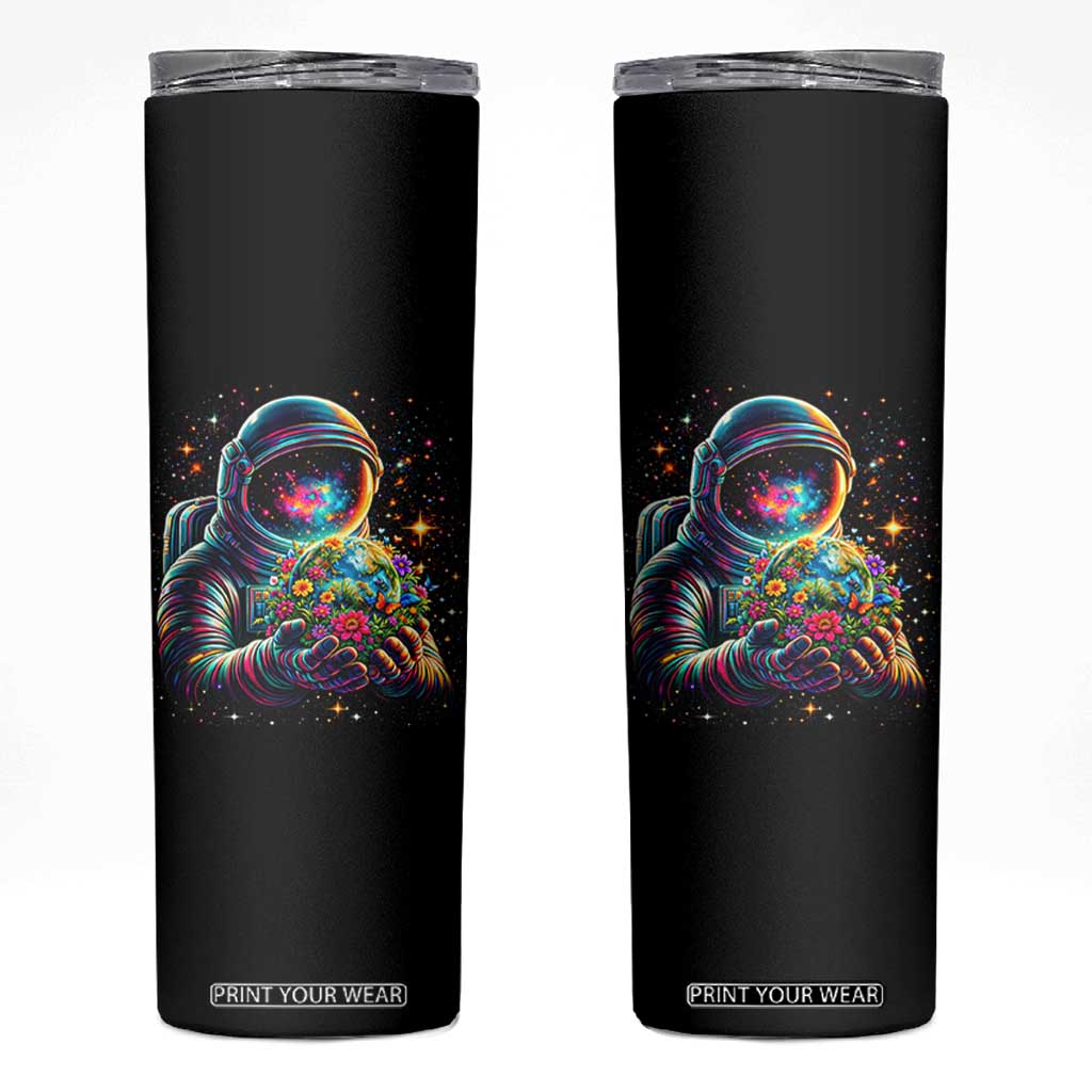 Astronaut Earth Flowers Spaceman Planet Galaxy Universe Skinny Tumbler TS11 Black Print Your Wear