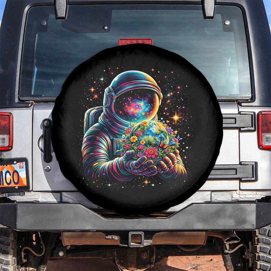 Astronaut Earth Flowers Spaceman Planet Galaxy Universe Spare Tire Cover TS11 No hole Black Print Your Wear