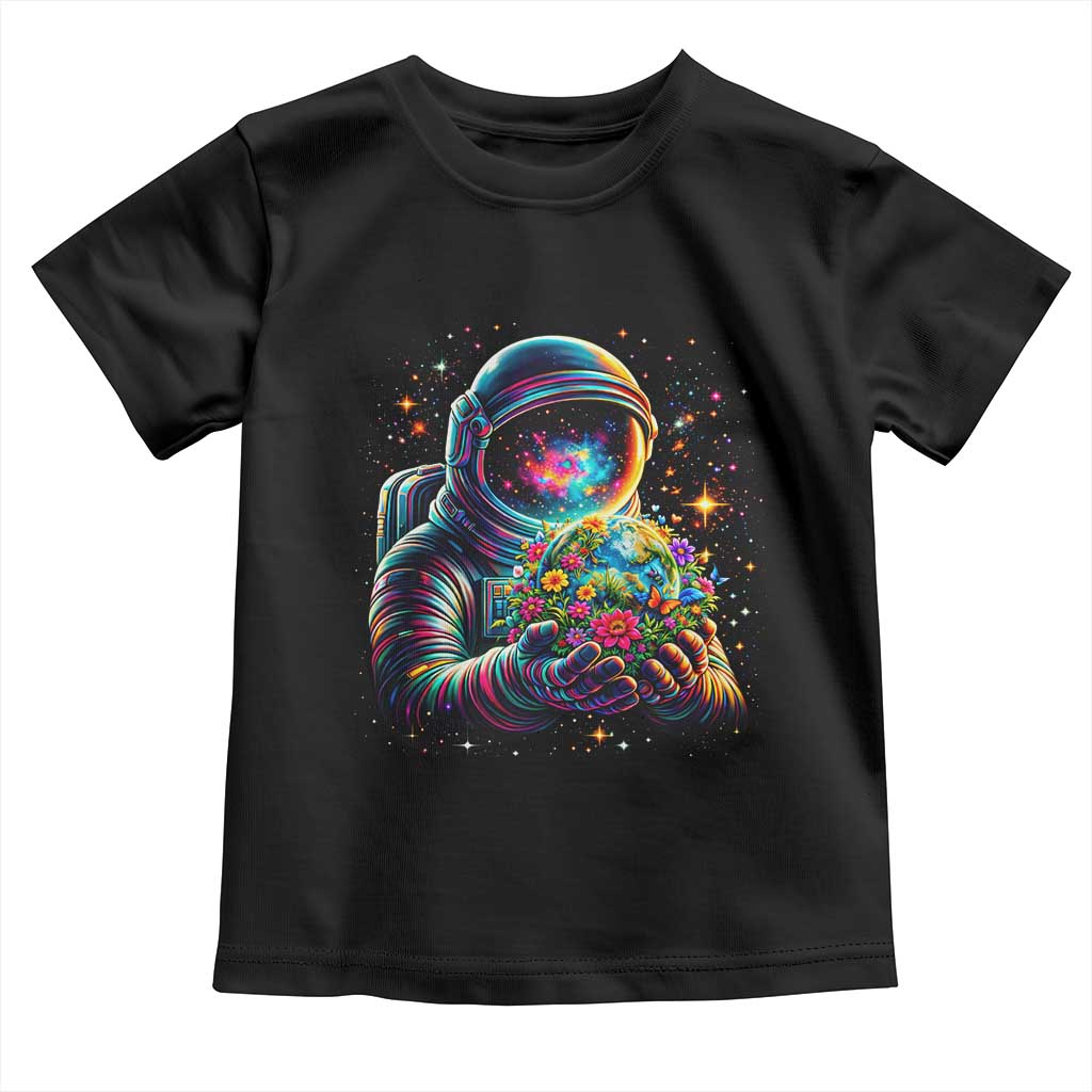 Astronaut Earth Flowers Spaceman Planet Galaxy Universe Toddler T Shirt TS11 Black Print Your Wear