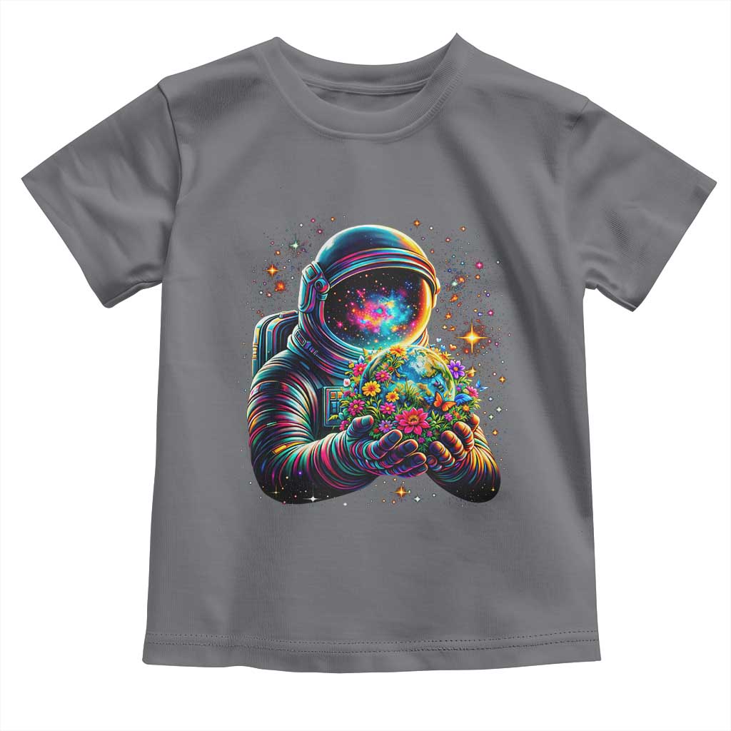Astronaut Earth Flowers Spaceman Planet Galaxy Universe Toddler T Shirt TS11 Charcoal Print Your Wear