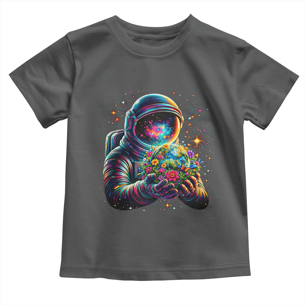 Astronaut Earth Flowers Spaceman Planet Galaxy Universe Toddler T Shirt TS11 Dark Heather Print Your Wear