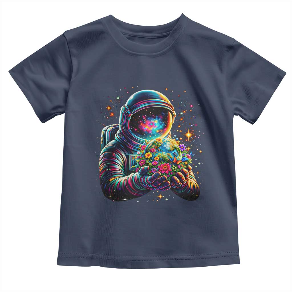Astronaut Earth Flowers Spaceman Planet Galaxy Universe Toddler T Shirt TS11 Navy Print Your Wear