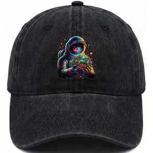 Astronaut Earth Flowers Spaceman Planet Galaxy Universe Washed Cotton Baseball Cap TS11 Print Your Wear