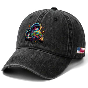 Astronaut Earth Flowers Spaceman Planet Galaxy Universe Washed Cotton Baseball Cap TS11 Print Your Wear