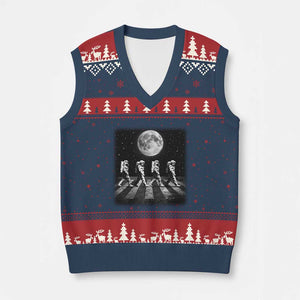 Astronauts Walking In Space Galaxy Moon Planet V-Neck Knit Sweater Vest TS11 Navy Red Print Your Wear