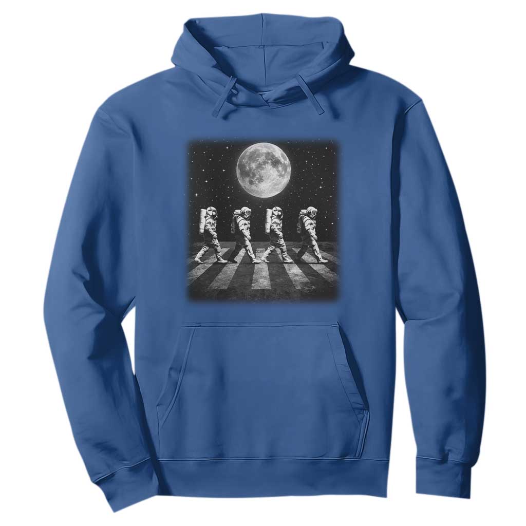 Astronauts Walking In Space Galaxy Moon Planet Hoodie TS11 Royal Blue Print Your Wear