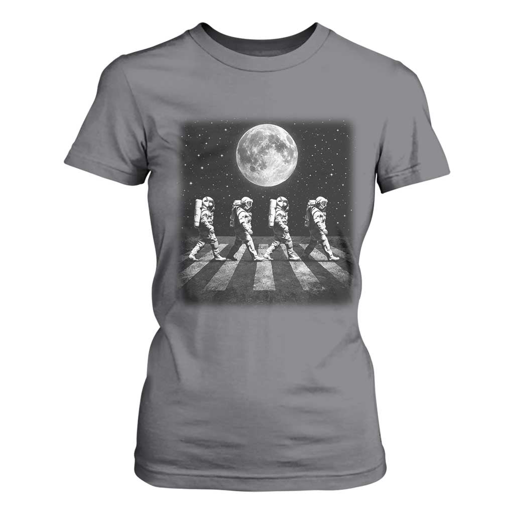 Astronauts Walking In Space Galaxy Moon Planet T Shirt For Women TS11 Charcoal Print Your Wear