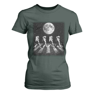 Astronauts Walking In Space Galaxy Moon Planet T Shirt For Women TS11 Dark Forest Green Print Your Wear
