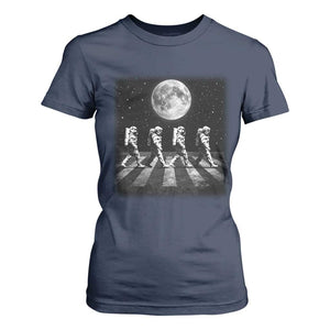 Astronauts Walking In Space Galaxy Moon Planet T Shirt For Women TS11 Navy Print Your Wear