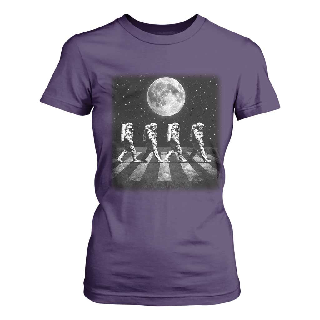 Astronauts Walking In Space Galaxy Moon Planet T Shirt For Women TS11 Purple Print Your Wear