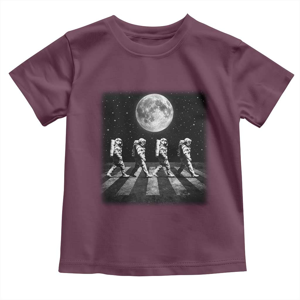 Astronauts Walking In Space Galaxy Moon Planet Toddler T Shirt TS11 Maroon Print Your Wear