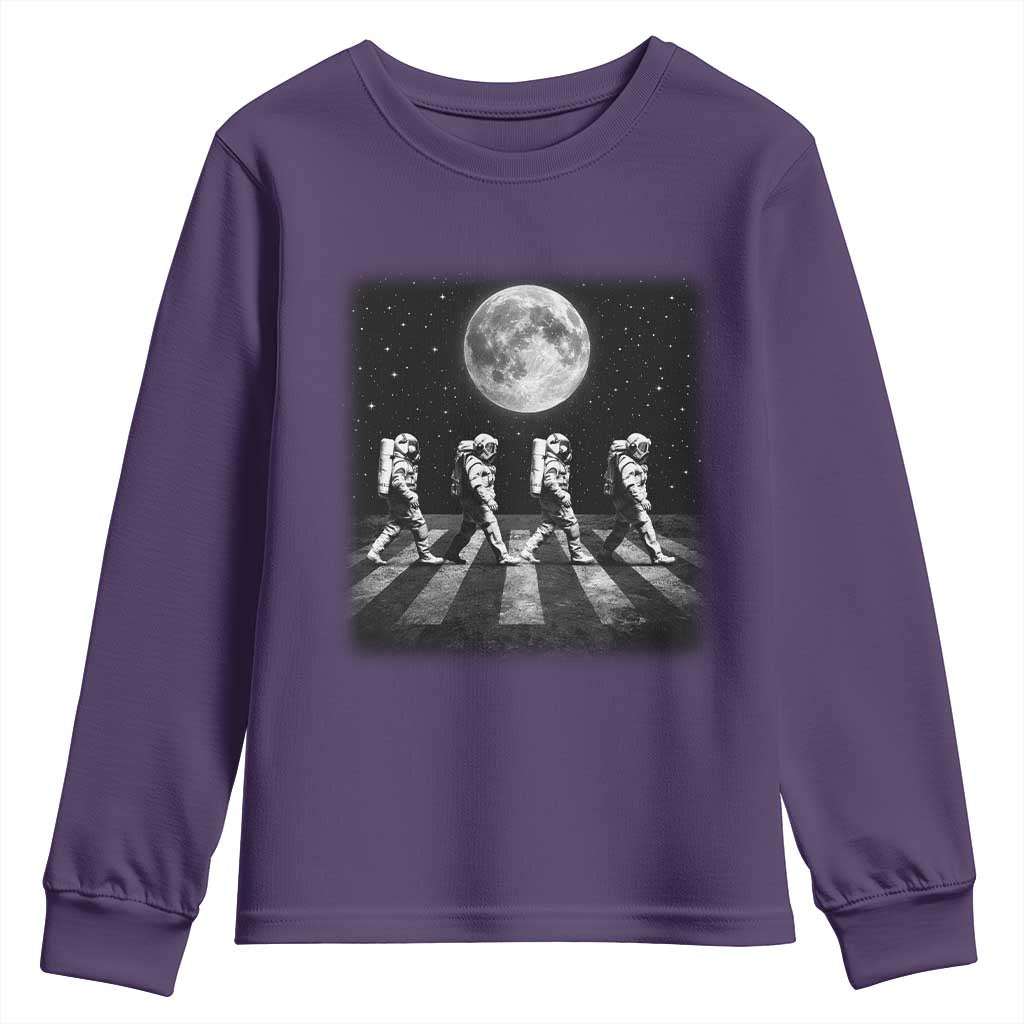 Astronauts Walking In Space Galaxy Moon Planet Youth Sweatshirt TS11 Purple Print Your Wear