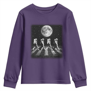 Astronauts Walking In Space Galaxy Moon Planet Youth Sweatshirt TS11 Purple Print Your Wear