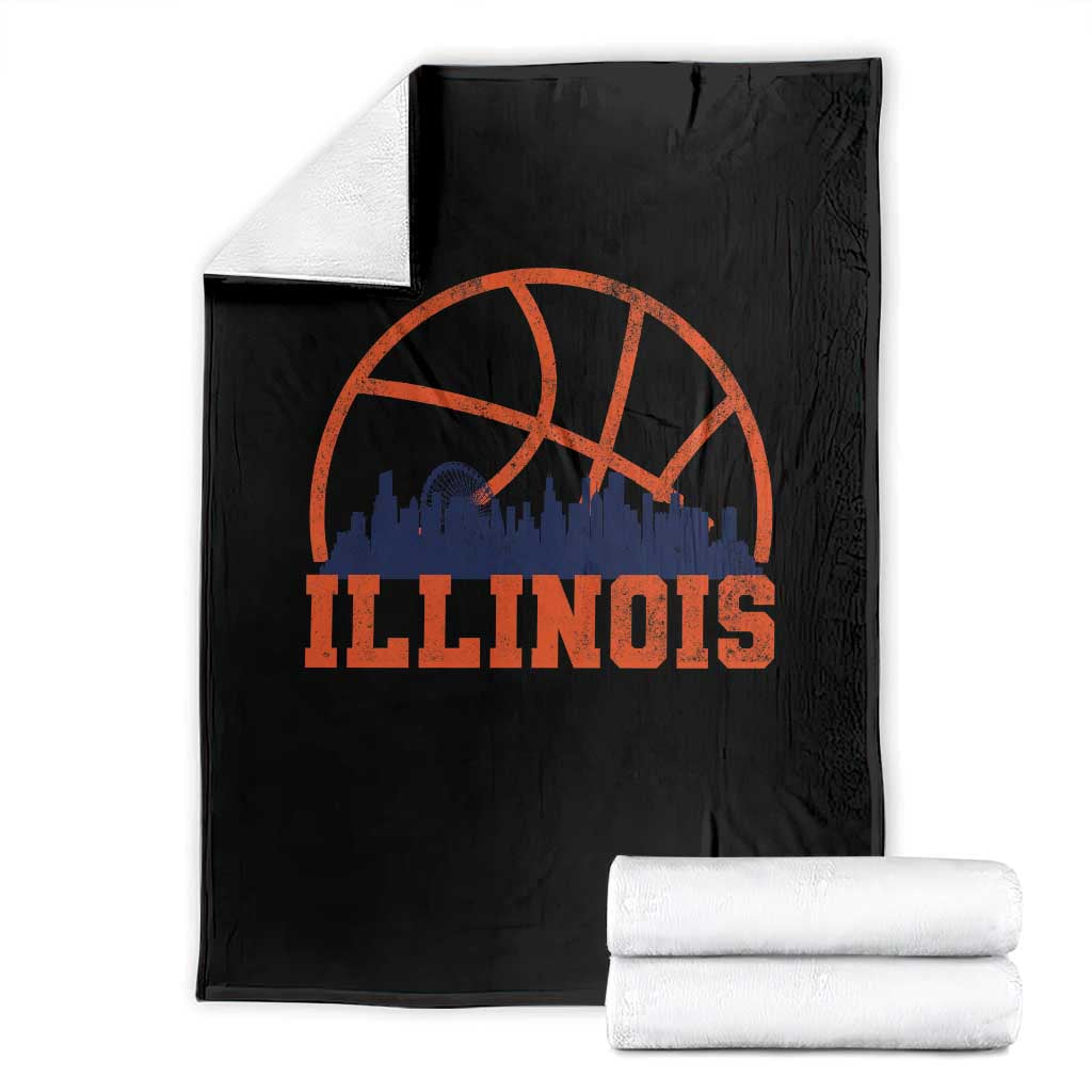 Illinois Fan Throw Blanket IL State Basketball Game Day TS11 Black Print Your Wear