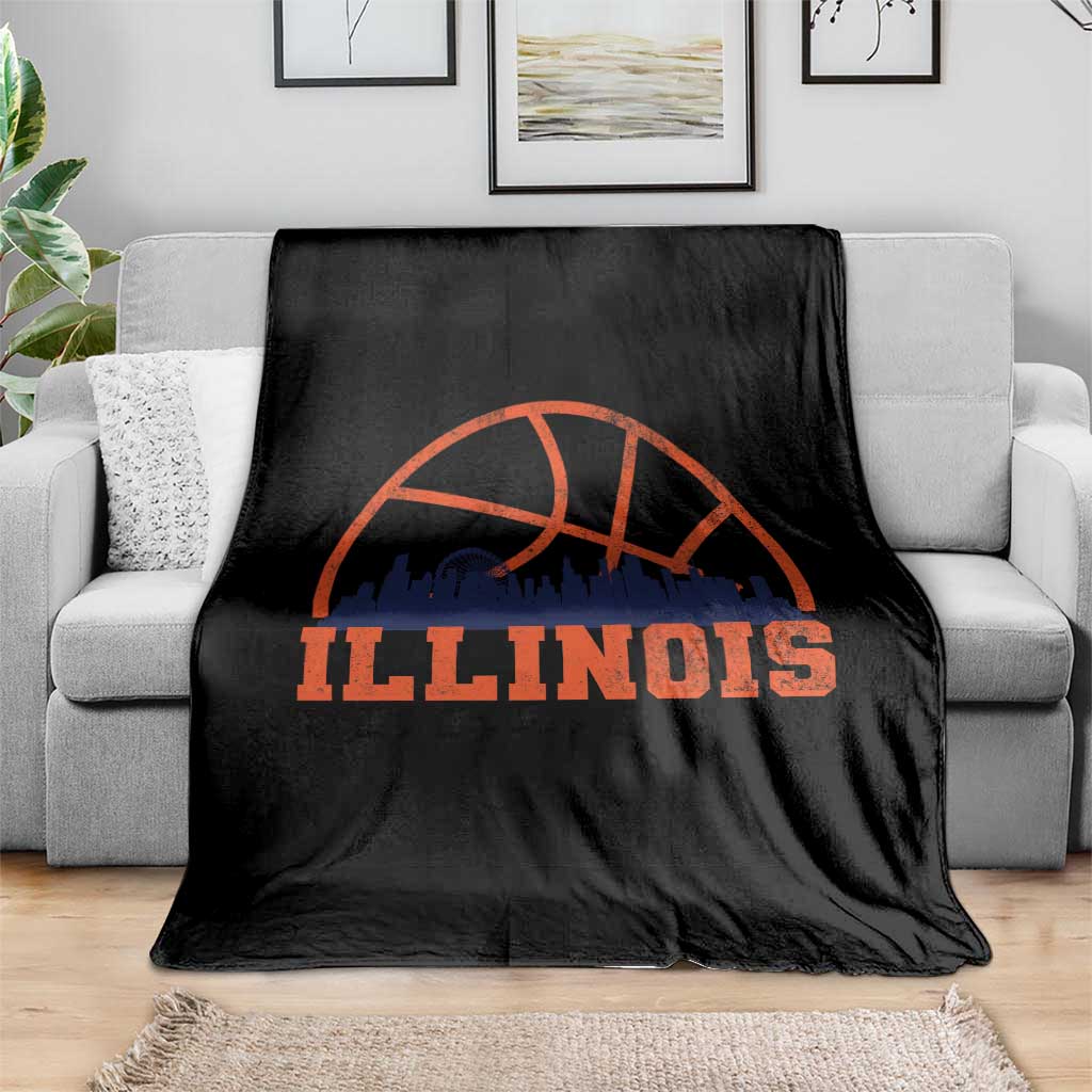 Illinois Fan Throw Blanket IL State Basketball Game Day TS11 Print Your Wear