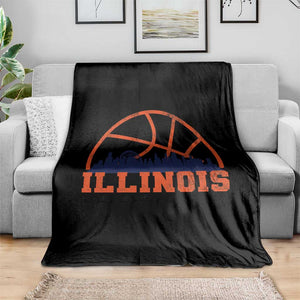 Illinois Fan Throw Blanket IL State Basketball Game Day TS11 Print Your Wear