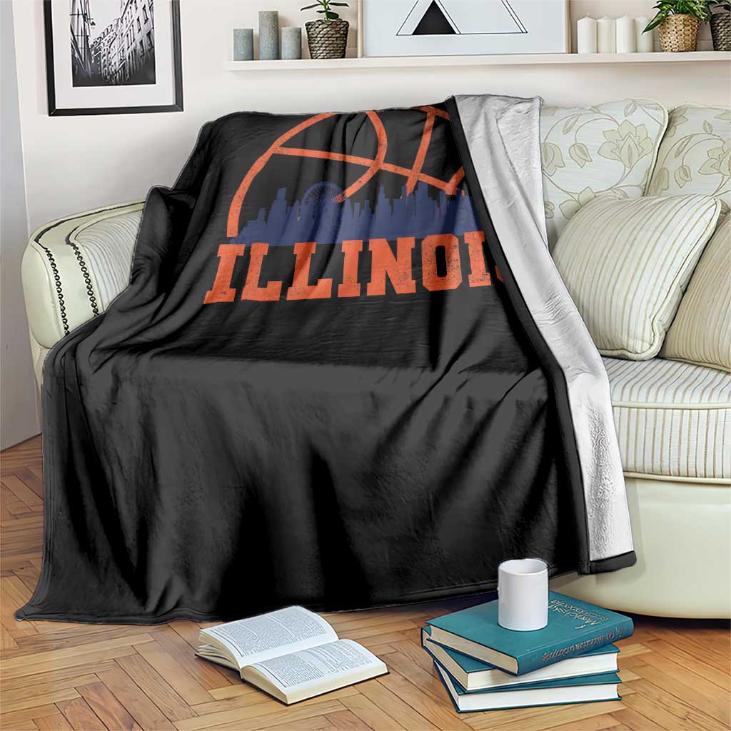 Illinois Fan Throw Blanket IL State Basketball Game Day TS11 Print Your Wear