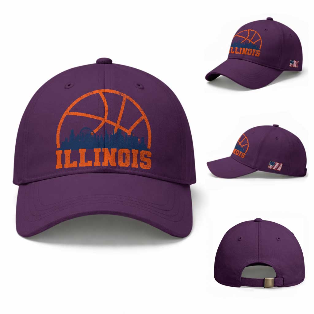 Illinois Fan Baseball Cap IL State Basketball Game Day TS11 Baseball Cap Universal Fit Purple Print Your Wear