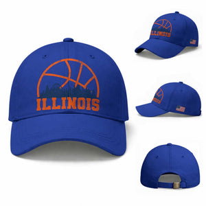 Illinois Fan Baseball Cap IL State Basketball Game Day TS11 Baseball Cap Universal Fit Royal Blue Print Your Wear