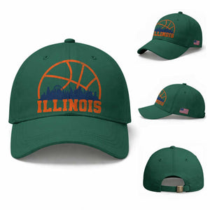Illinois Fan Baseball Cap IL State Basketball Game Day TS11 Baseball Cap Universal Fit Irish Green Print Your Wear