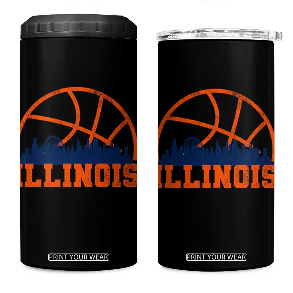 Illinois Fan 4 in 1 Can Cooler Tumbler IL State Basketball Game Day TS11 One Size: 16 oz Black Print Your Wear