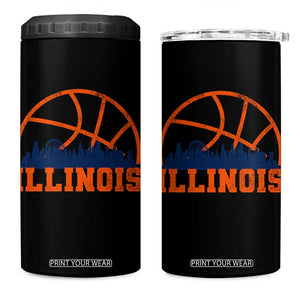 Illinois Fan 4 in 1 Can Cooler Tumbler IL State Basketball Game Day TS11 One Size: 16 oz Black Print Your Wear