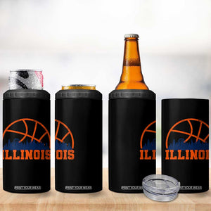 Illinois Fan 4 in 1 Can Cooler Tumbler IL State Basketball Game Day TS11 Print Your Wear